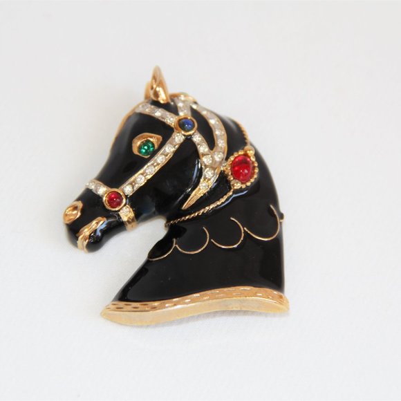 Vintage Gem-Craft Gemstone Horse Head Brooch - Picture 12 of 13